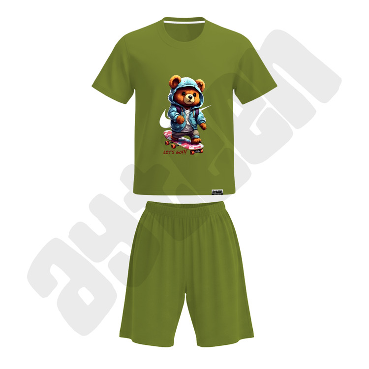 ست تیشرت و شلوارک پسرانه طرح nike bear
