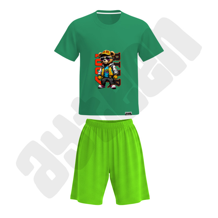 ست تیشرت و شلوارک پسرانه طرح خرس کول cool bear