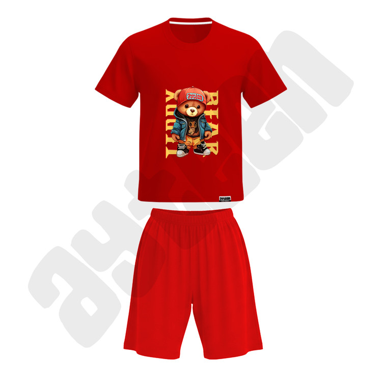 ست تیشرت و شلوارک پسرانه طرح خرس تدی teddy bear