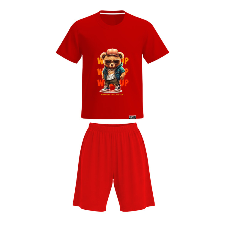 ست تیشرت و شلوارک پسرانه طرح خرس ویکاپ wake up bear