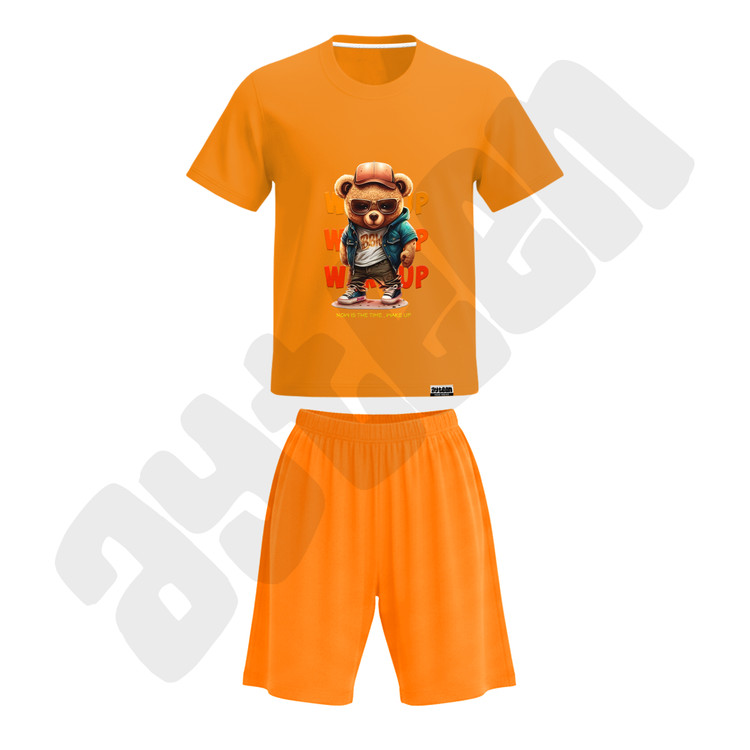 ست تیشرت و شلوارک پسرانه طرح خرس ویکاپ wake up bear