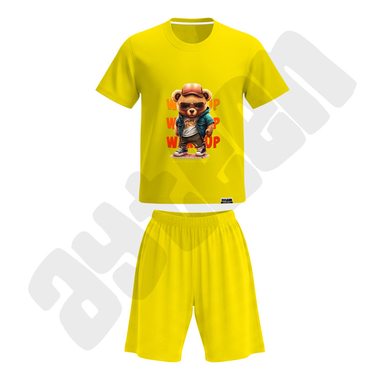 ست تیشرت و شلوارک پسرانه طرح خرس ویکاپ wake up bear