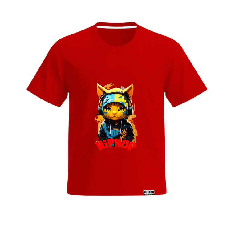 تیشرت آستین کوتاه پسرانه طرح گربه هیپ هاپ hip hop cat