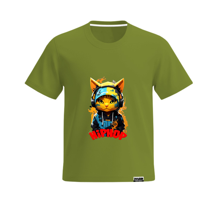 تیشرت آستین کوتاه پسرانه طرح گربه هیپ هاپ hip hop cat