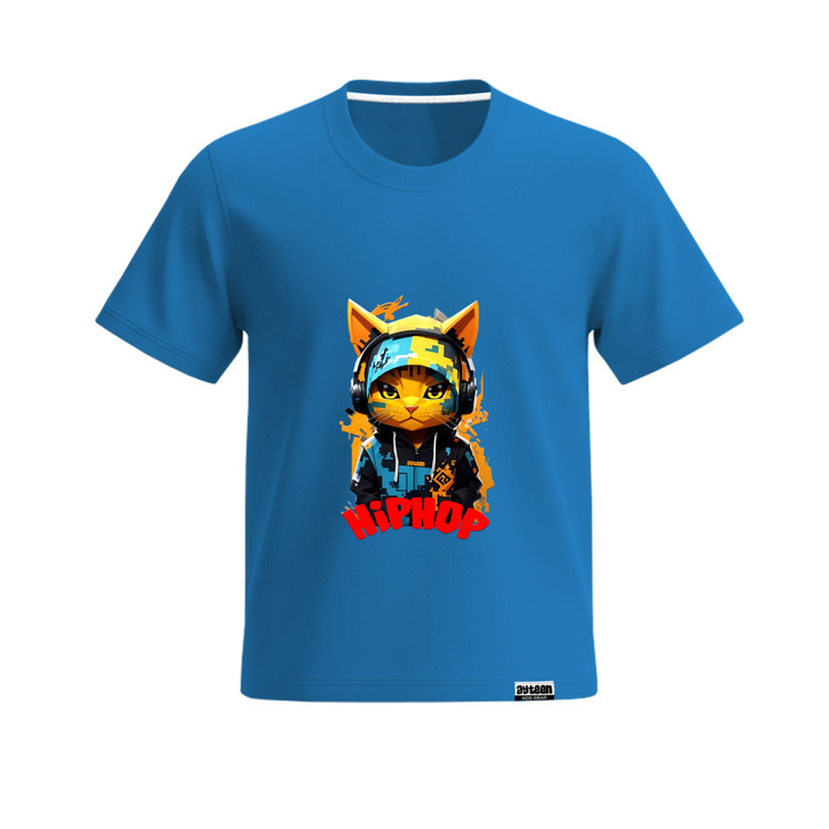 تیشرت آستین کوتاه پسرانه طرح گربه هیپ هاپ hip hop cat