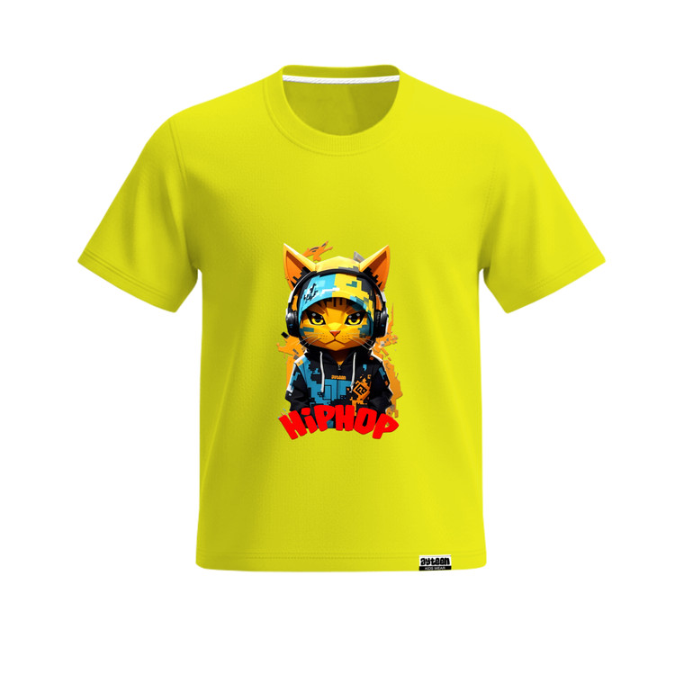 تیشرت آستین کوتاه پسرانه طرح گربه هیپ هاپ hip hop cat