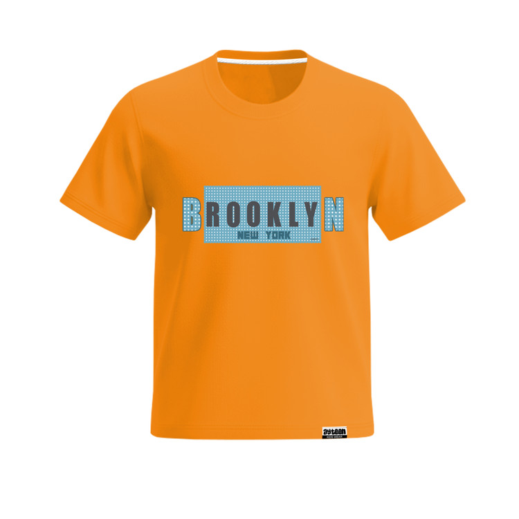 تیشرت آستین کوتاه پسرانه طرح بروکلین brooklyn رنگ آبی