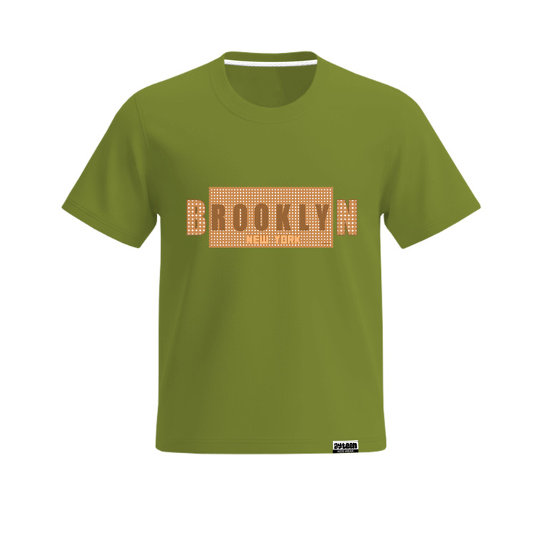 تیشرت آستین کوتاه پسرانه طرح بروکلین brooklyn رنگ قهوه ای