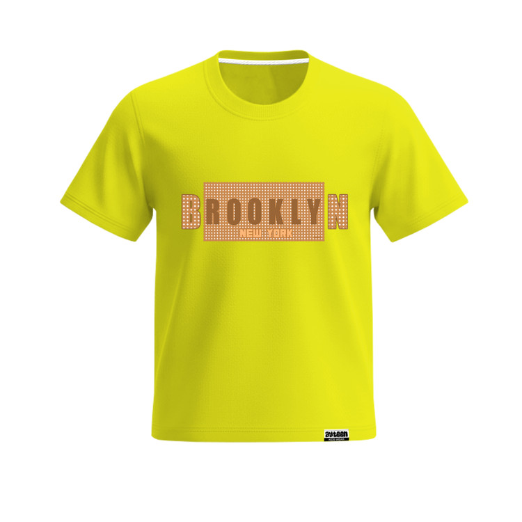 تیشرت آستین کوتاه پسرانه طرح بروکلین brooklyn رنگ قهوه ای