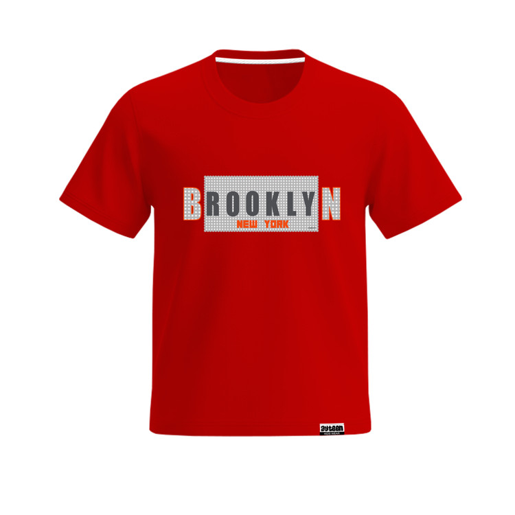 تیشرت آستین کوتاه پسرانه طرح بروکلین brooklyn رنگ طوسی