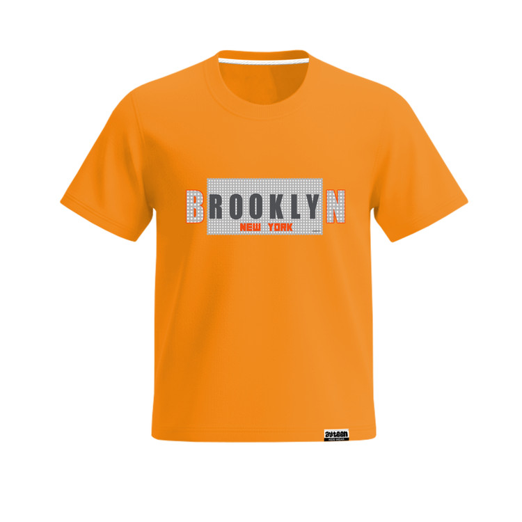 تیشرت آستین کوتاه پسرانه طرح بروکلین brooklyn رنگ طوسی