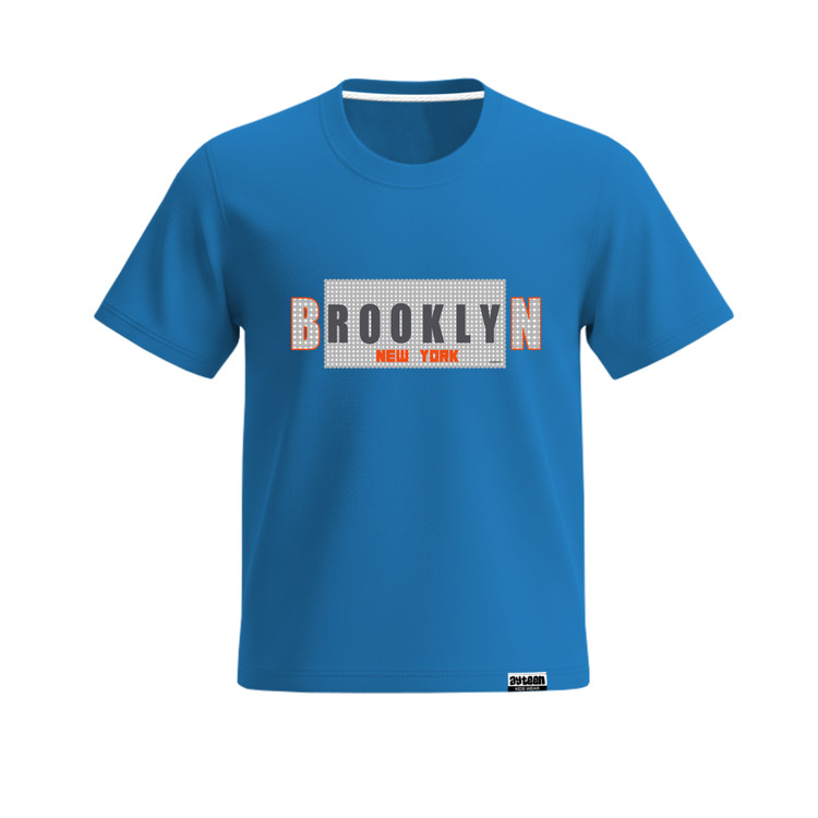 تیشرت آستین کوتاه پسرانه طرح بروکلین brooklyn رنگ طوسی