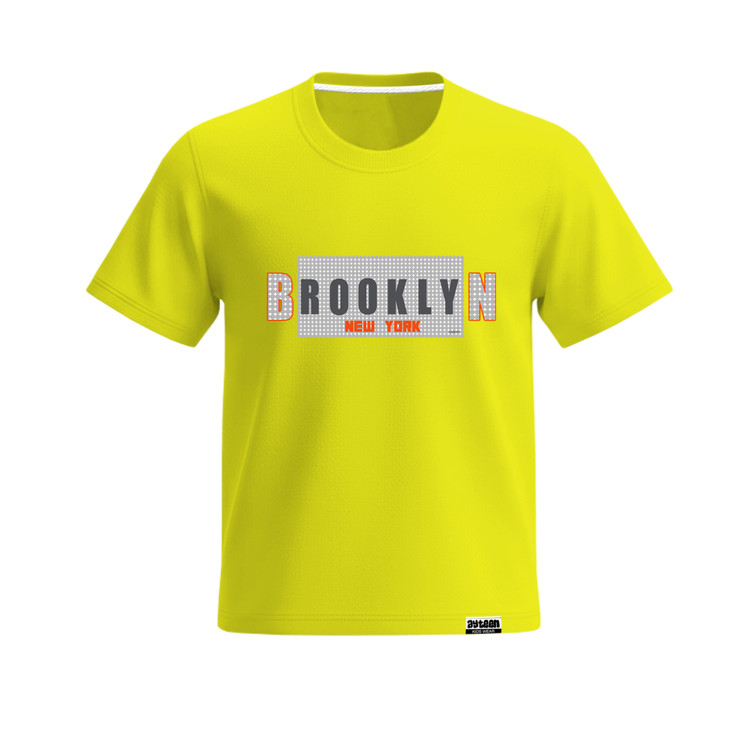 تیشرت آستین کوتاه پسرانه طرح بروکلین brooklyn رنگ طوسی